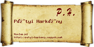 Pétyi Harkány névjegykártya